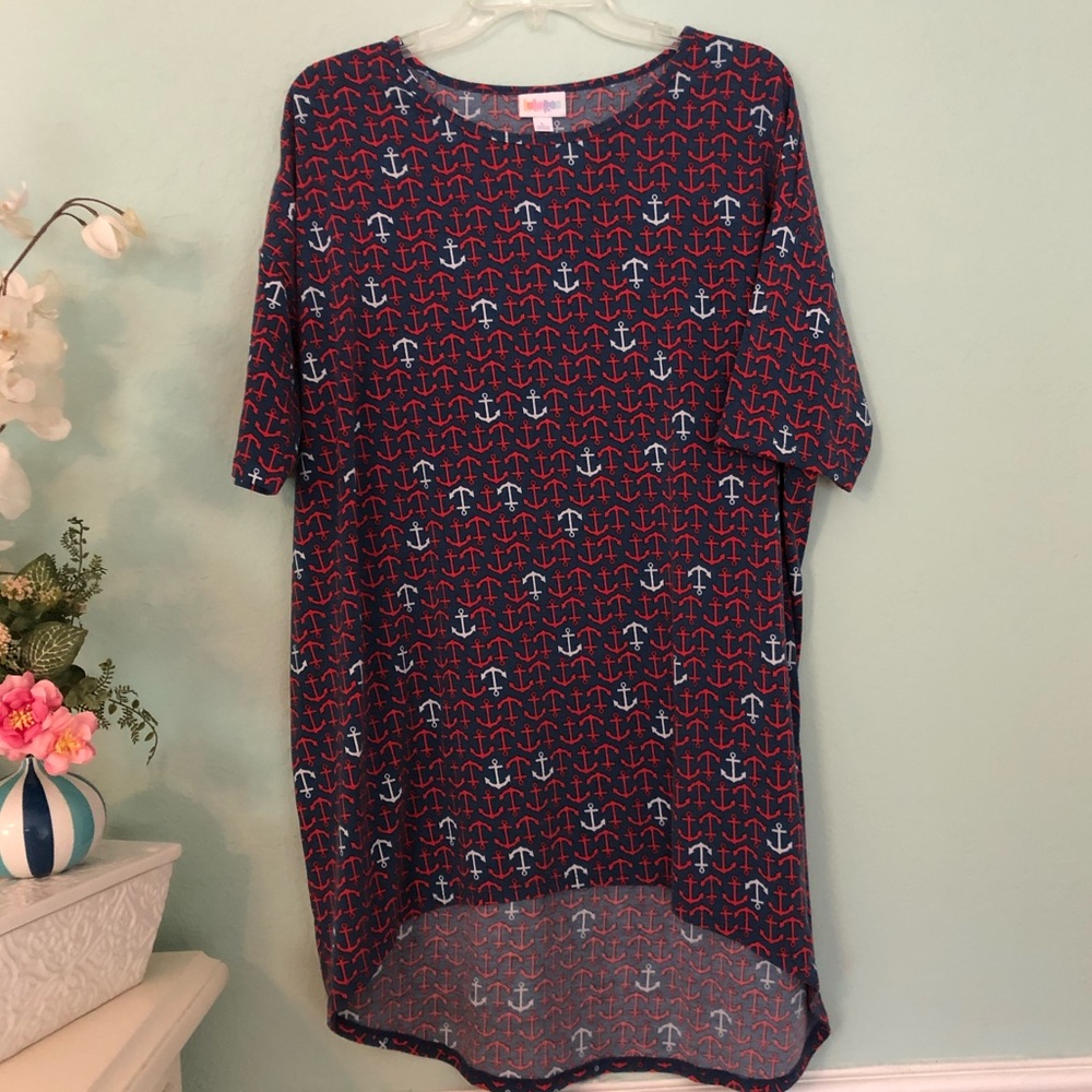 LuLaRoe Anchors Blue & Red Irma XL